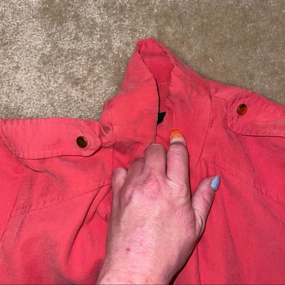 Zara Basic Pink Salmon Solid Zip Cargo Pocket Lightweight Utility Jacket Small - Picture 5 of 15